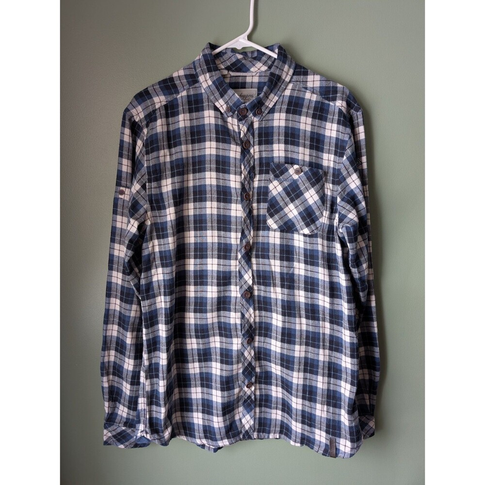 Craghoppers Plaid Flannel Men's Size Med Button Front Shirt Long Sleeve Blue